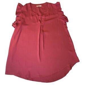 Zenana XL Pink Flutter Sleeve Cottagecore Preppy Minimalist Modern Shell